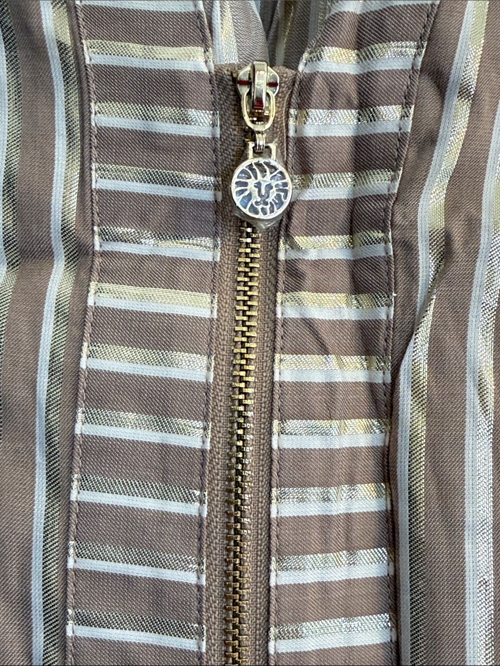 Anne Klein Beige and Gold Striped Tunic Shirt dress - Picture 2 of 4